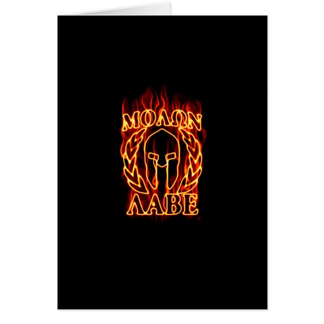 Molon Labe Spartan Warrior in Flames Hälsningskort (Framsidan)