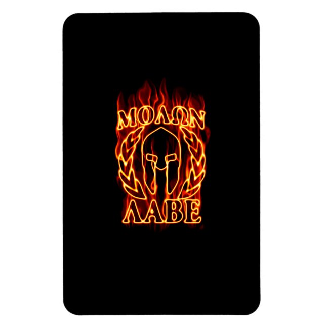 Molon Labe Spartan Warrior in Flames Magnet (Vertikal)