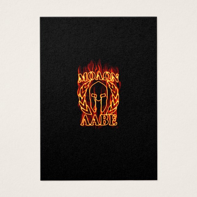 Molon Labe Spartan Warrior in Flames Visitkort (Framsidan)
