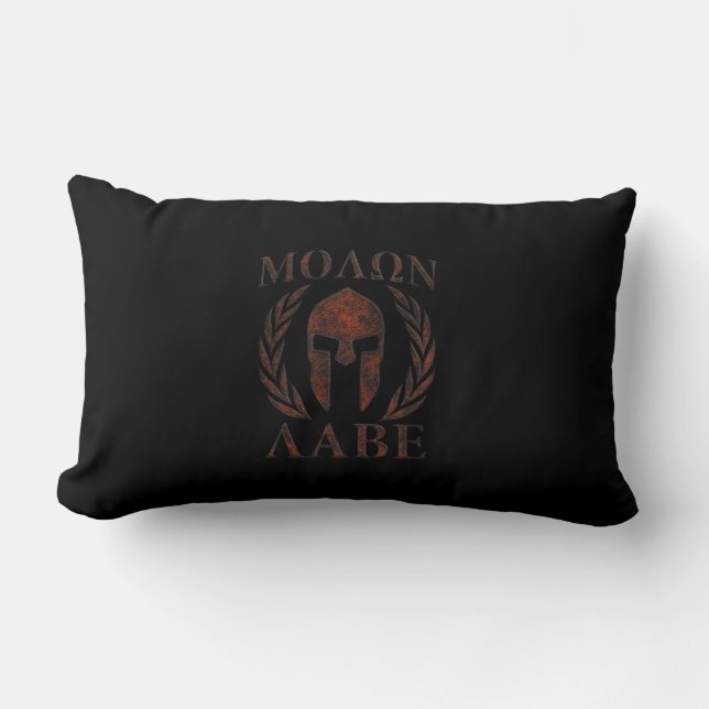 Molon Labe Spartan Warrior Järn Laurels Mask Lumbarkudde (Framsida)