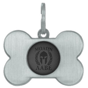 Molon Labe Spartan Warrior Laurels Carbon Stil ID-bricka Husdjur