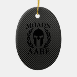 Molon Labe Spartan Warrior Laurels Carbon Stil Julgransprydnad Keramik