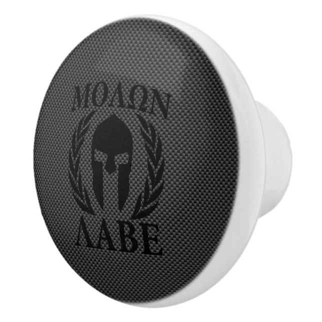 Molon Labe Spartan Warrior Laurels Carbon Stil Knopp (Höger)