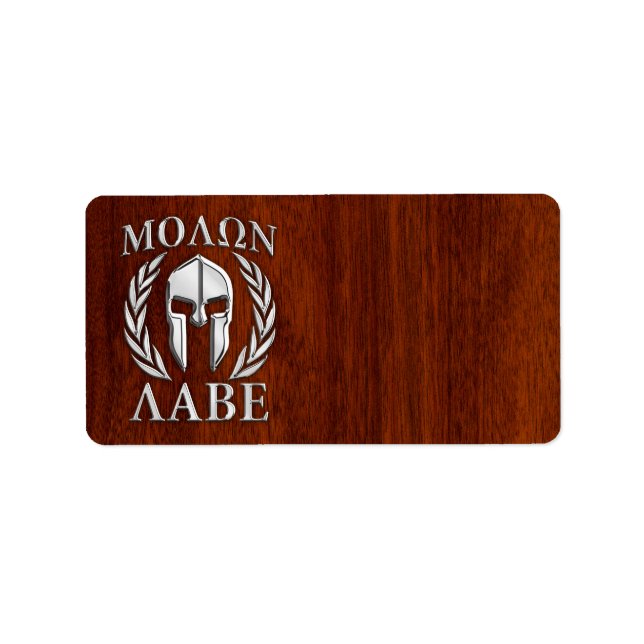 Molon Labe Spartan Warrior Laurels Chro Wood Print Adressetikett (Framsidan)
