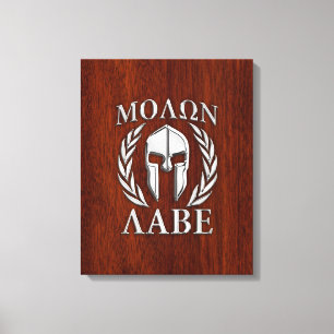 Molon Labe Spartan Warrior Laurels Chro Wood Print Canvastryck