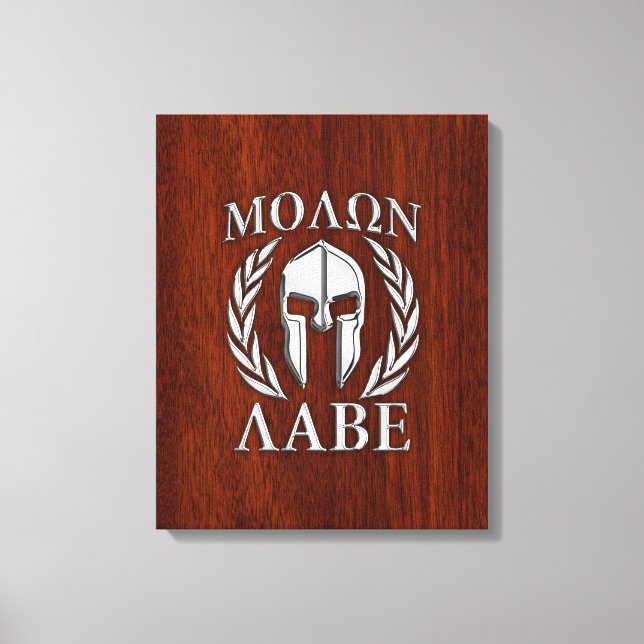 Molon Labe Spartan Warrior Laurels Chro Wood Print Canvastryck (Framsida)