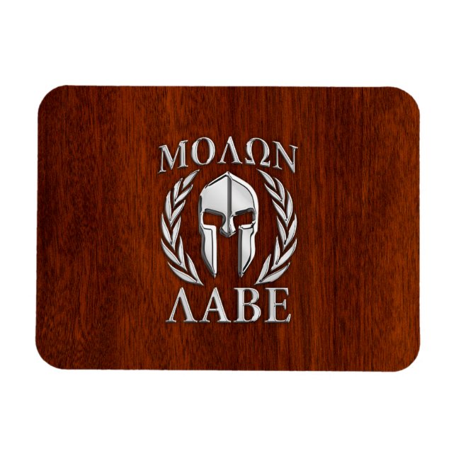 Molon Labe Spartan Warrior Laurels Chro Wood Print Magnet (Horisontell)