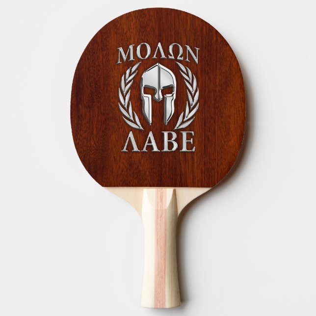 Molon Labe Spartan Warrior Laurels Chro Wood Print Pingisracket (Baksidan)