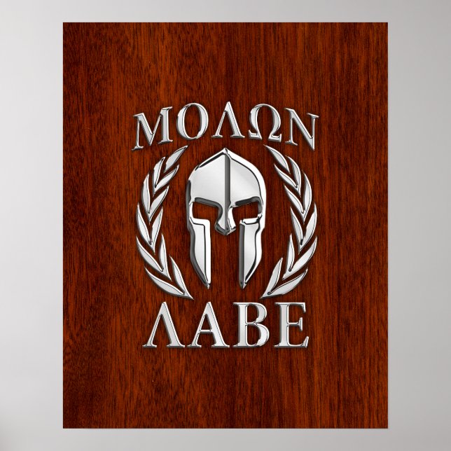 Molon Labe Spartan Warrior Laurels Chro Wood Print Poster (Framsidan)
