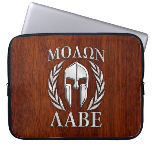 Molon Labe Spartan Warrior Laurels Chrome Stil Laptop Sleeve