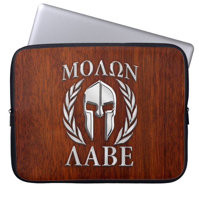 Molon Labe Spartan Warrior Laurels Chrome Stil Laptop Sleeve (Framsidan)