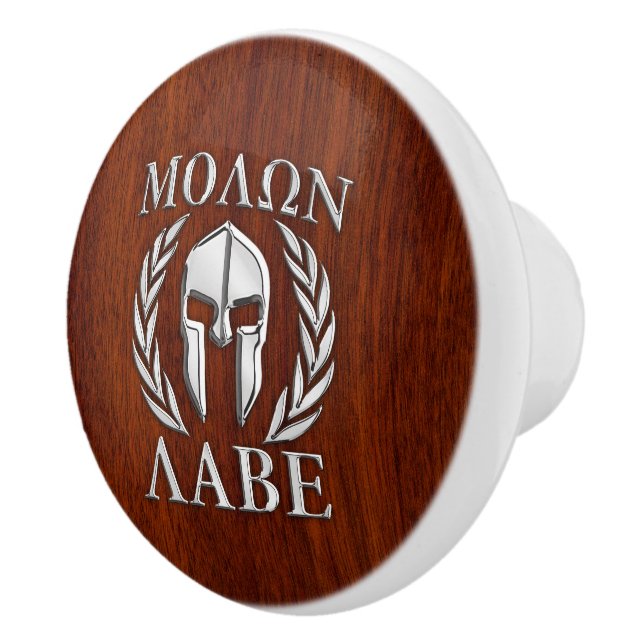 Molon Labe Spartan Warrior Laurels Knopp (Höger)
