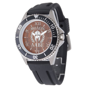 Molon Labe Spartan Warrior Laurels Mahogany Dial Armbandsur