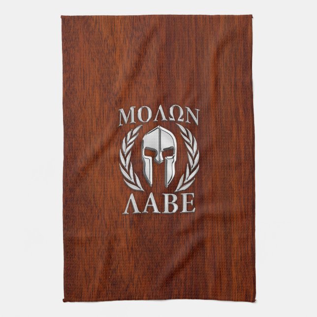 Molon Labe Spartan Warrior Laurels Mahogany Print Kökshandduk (Vertikal)