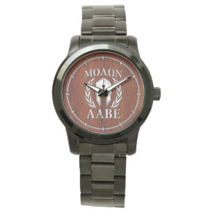 Molon Labe Spartan Warrior Laurels Wood Decor Armbandsur