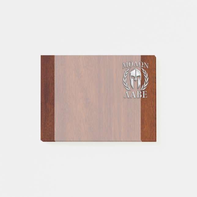 Molon Labe Spartan Warrior Laurels Wood Decor Post-it Block (Framsida)
