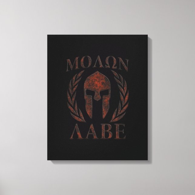 Molon Labe Spartan Warrior Mask Laurels Järn Canvastryck (Framsida)