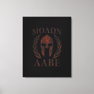 Molon Labe Spartan Warrior Mask Laurels Järn Canvastryck