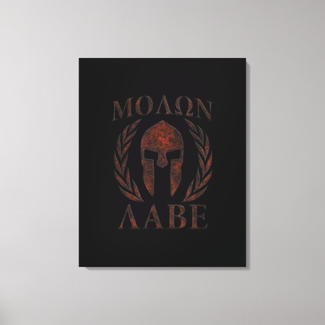 Molon Labe Spartan Warrior Mask Laurels Järn Canvastryck (Framsida)