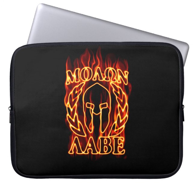 Molon Labe Spartan Warrior on Fire Laptop Fodral (Framsidan)