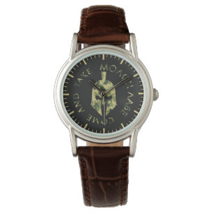 Molon Labe Spartansk Hjälm Militär Kamouflage Dam Armbandsur