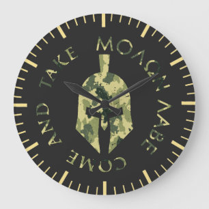 Molon Labe Spartansk hjälm Militär kamouflage Stor Klocka