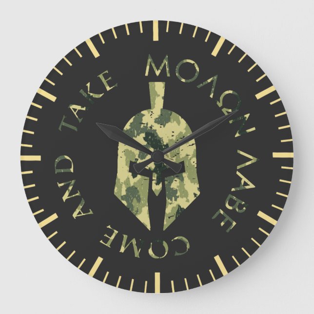 Molon Labe Spartansk hjälm Militär kamouflage  Stor Klocka (Framsida)