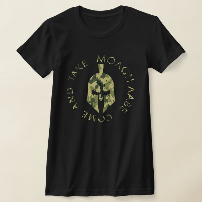 Molon Labe Spartansk Hjälm Militär Kamouflage  T Shirt (Laydown)