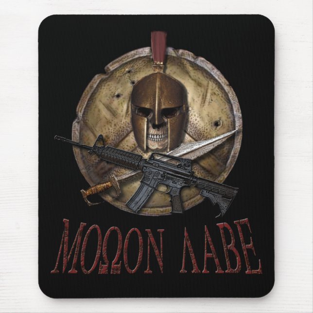 Molon Labe spartansk skalle med M-4 Mousepad Musmatta (Framsidan)