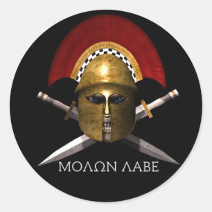 Molon Labe spartansk skalle Runt Klistermärke