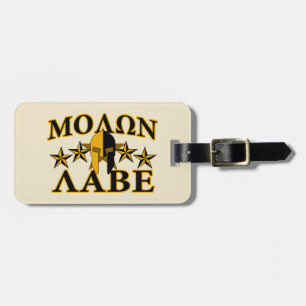 Molon Labe Spartansk Warrior Hjälm Guld Dekor Bagagebricka