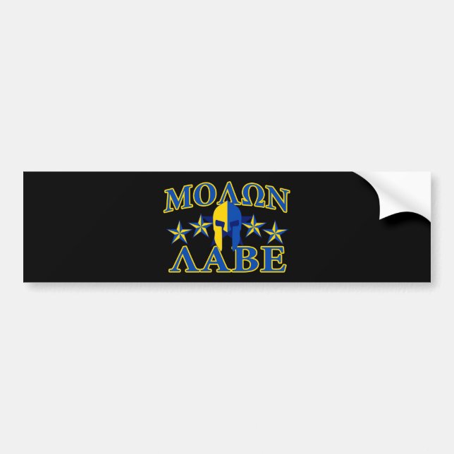 Molon Labe Spartiatsoldat Gul Blå Dekor Bildekal (Framsidan)