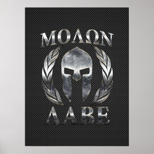 Molon Labe Steel Spartan Helmet om kolfibrer Poster