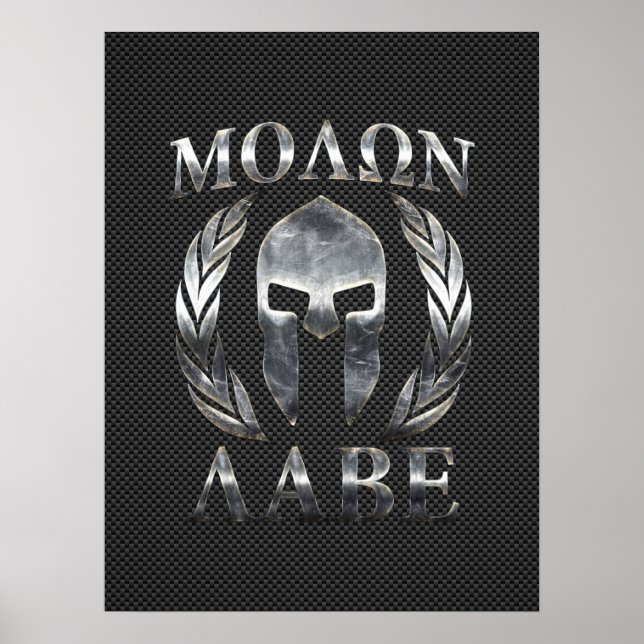 Molon Labe Steel Spartan Helmet om kolfibrer Poster (Framsidan)