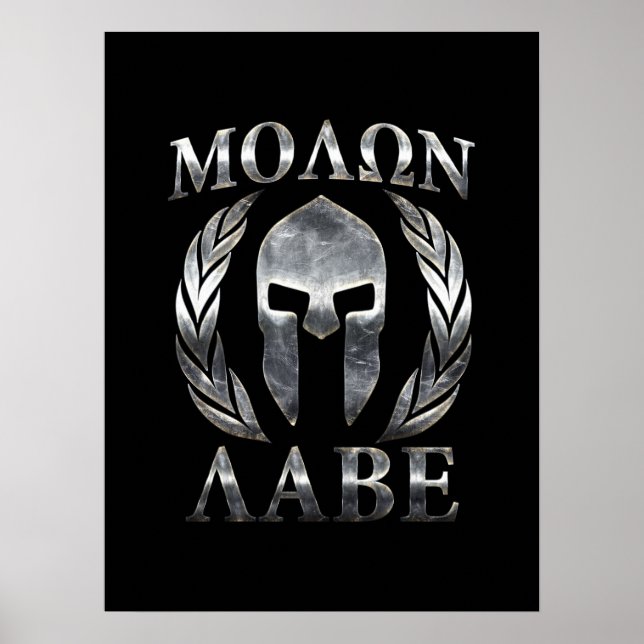 Molon Labe Steel Spartan Helmet Poster (Framsidan)