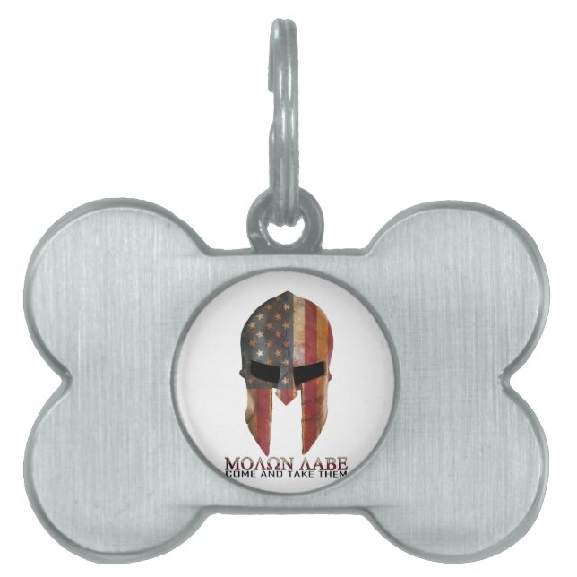 Molon Labe - ta kommer de spartanska USA ID-bricka Husdjur (Framsidan)