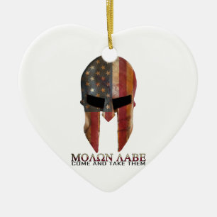 Molon Labe - ta kommer de spartanska USA Julgransprydnad Keramik