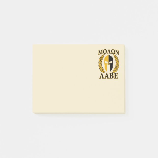 Molon Labe värme spartanska hjälmlagrar beige Post-it Block (Framsida)