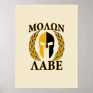 Molon Labe värme spartanska hjälmlagrar beige Poster