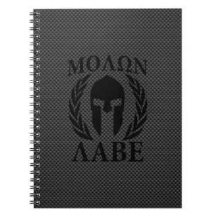 Molon Labe Warrior Laurels on Black Carbon Anteckningsbok Med Spiral