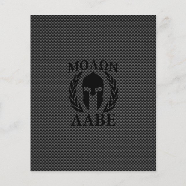 Molon Labe Warrior Laurels on Black Carbon Flygblad (Framsidan)