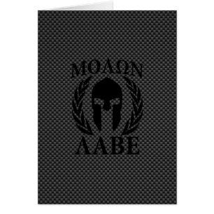 Molon Labe Warrior Laurels on Black Carbon Hälsningskort