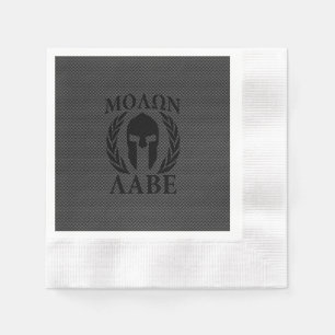 Molon Labe Warrior Laurels on Black Carbon Pappersservett
