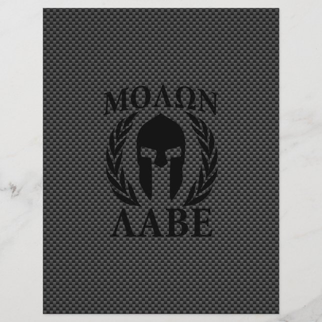 Molon Labe Warrior Laurels on Black Carbon Reklamblad (Framsidan)