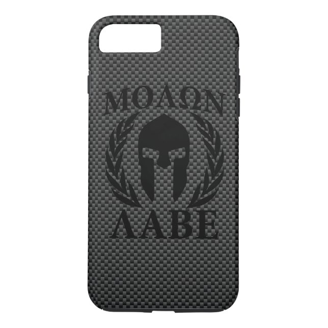 Molon Labe Warrior Mask Laurels Carbon Fiber like Case-Mate iPhone Skal (Baksida)