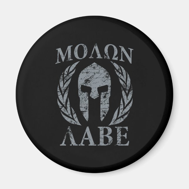 Molon Labe Warrior Mask Laurels on Black Magnet (Framsidan)
