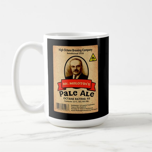 Molotovs Blek Ale Label Kaffemugg (Vänster)