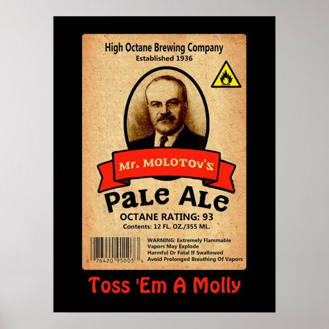 Molotovs Blek Ale Label Poster (Framsidan)