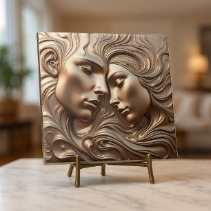 Molten Bronze Metallic Fluid Swirl Älskare Art Kakelplatta