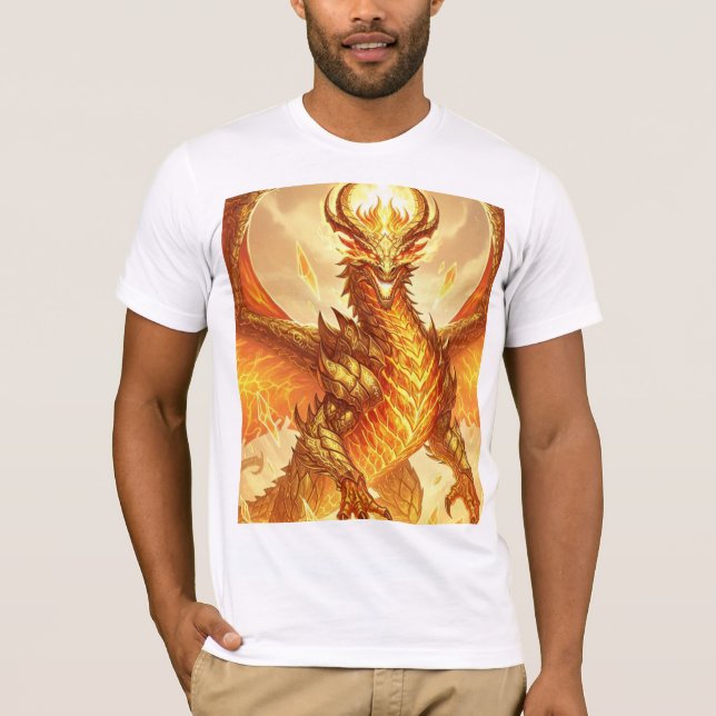 Molten Golden Dragon - Legendary Fantasy Masterpie T Shirt (Framsida)
